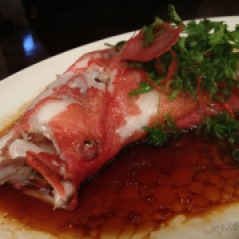 Steamed fish with soy sauce and sesame oil